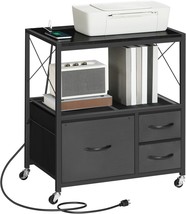 File Cabinet With Charging Station, 3 Drawer Lateral Filing, Black Fchb9... - $77.96