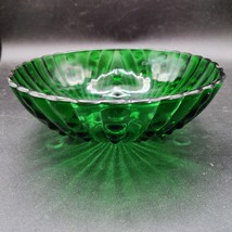 Vintage Anchor Hocking 1950&#39;s Forest Green Oyster And Pearl 8½” Footed Bowl - £13.59 GBP