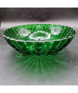 Vintage Anchor Hocking 1950&#39;s Forest Green Oyster And Pearl 8½” Footed Bowl - £13.51 GBP