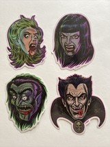 Set Of 4 Vampire Horror Monster  Vintage Horror Die Cut Vinyl Stickers Rare! - £11.03 GBP