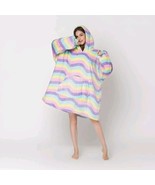 Hoodie Hooded Wearable Fleece Blanket Pastel Rainbow w/ Pocket - $15.00