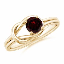 ANGARA Solitaire Garnet Infinity Knot Ring for Women, Girls in 14K Solid Gold - £344.89 GBP