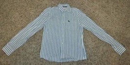 Boys Dress Shirt Abercrombie Blue &amp; White Striped Long Sleeve Button Up-size XL - £4.69 GBP