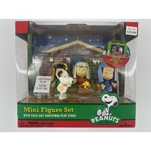 Vintage Licensed Peanuts Christmas Nativity Play Mini Figure Set Stage H... - $20.30