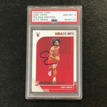 2019-20 NBA Hoops #204 Coby White Signed Card AUTO 10 PSA Slabbed RC Bulls - £79.00 GBP