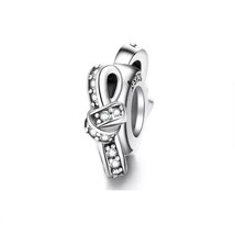 Sterling Silver 925 Bow Knot Silicon Spacer Stopper Charm For Bracelets With CZ - £13.90 GBP