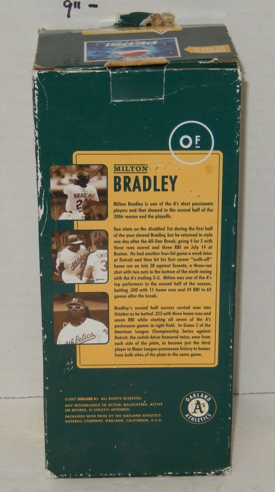 2007 Milton Bradley Bobblehead SGA Oakland Athletics MLB Baseball Bobble head Item image 3