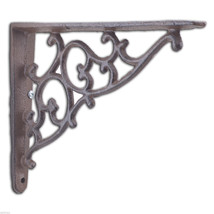 Decorative Cast Iron Wall Shelf Bracket Ornate Vine Rust Brown Brace 7.125&quot; Deep - £9.46 GBP