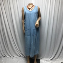 Sport Timer Dress Womens Size Medium Light Blue Denim Midi Jumper Pockets - $19.59