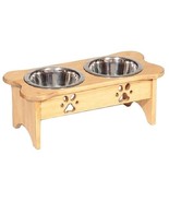 Medium DOG BONE WOOD FEEDER Amish Handmade Raised 2QT Paw Print Bowls UN... - $1,374.84 MXN