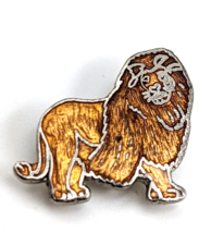 VTG Asiatic Lion Leo Brown Wild Animal Silver Tone Enamel Lapel Pin Mafco - $12.99