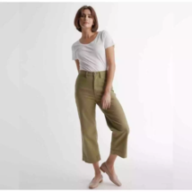 QUINCE OLIVE Organic Stretch Cotton Twill Wide Leg Cropped Pants size 24 - £31.13 GBP