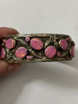 Sterling Silver Southwest Navajo Style Pink Opal Cuff Bracelet - £292.55 GBP