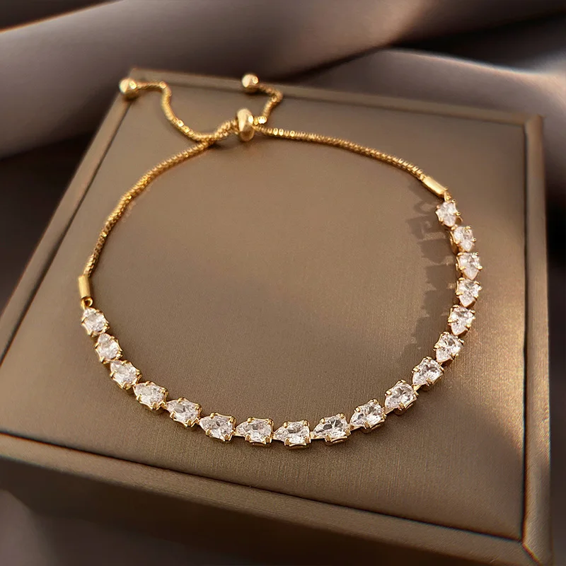 Korean hot selling fashion jewelry simple atmosphere luxury shiny zircon adjusta - $20.79