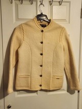 Geiger Tyrol Women Size 44 Beige Pure New Wool Cardigan Sweater Made In Austria - £31.31 GBP