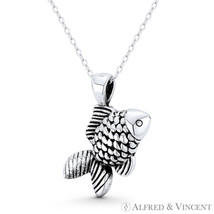 Goldfish Sealife Reversible 3D Hollow Oxidized .925 Sterling Silver Fish Pendant - £12.91 GBP+