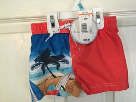 Koala Kids Boy&#39;s Beach Orange Swim Trunks 3/6 Month *NEW W/TAGS* r1 - £4.69 GBP