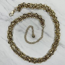 Chunky Double Strand Gold Tone Metal Chain Link Belt Size Large L XL - £15.76 GBP
