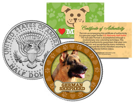 German Shepherd Dog Jfk Kennedy Half Dollar Us Colorized Coin - £6.82 GBP