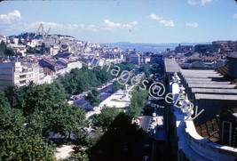 1961 Aerial View Street Scene City into Harbor Lisbon Portugal Kodachrome Slide - £3.09 GBP