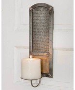 Rustic Washboard Wall candle Sconces in distressed Tin - 2 - £66.85 GBP