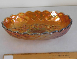 Imperial Glass Quilted Pansy Marigold Iridescent Carnival Pickle Relish Bowl - £11.99 GBP