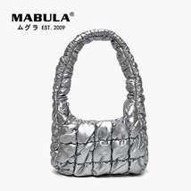 MABULA Soft Down Padded Women Shoulder Bag Winter Quilted Leather Underarm Bags  - £36.96 GBP
