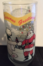 vintage 90&#39;s Coca-Cola glass/cup Santa Clause &amp; Coca-Cola bear Seasons Greetings - £5.42 GBP