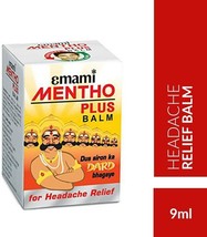 Emami Mentho Plus Headache Balm for Headache Relief 9ml/0.30 fl oz (Pack... - $9.89