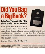 1968 NRA Silver Bullet Award Contest Big Buck Advertisement Hunting E91D - $19.99