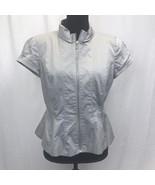 Worthington Women&#39;s Gray Short Sleeve Zip Off Blazer Top Size M - $24.30 CAD