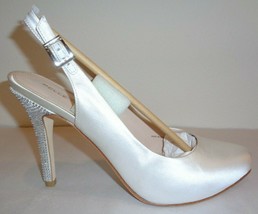 Pelle Moda Size 8 M SYLVIE 2 White Silk Rhinestones Heels New Womens Shoes - £109.74 GBP