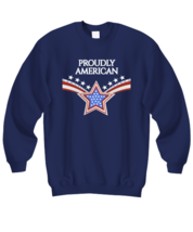 Independence Day Sweatshirt Proudly American Navy-SS - £20.40 GBP