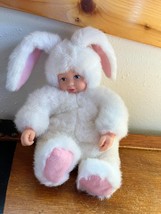 Gently Used Anne Geddes Small Plush White &amp; Pink Cute Easter Bunny Rabbit Baby - £9.07 GBP