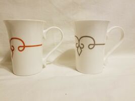Lot 2 2014 STARBUCKS Coffee &amp; Tea Cup  - Diamond Scroll 1 Burnt Orange 1... - $29.69