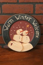 Snowman wood Plate - warm winter wishes - $21.99