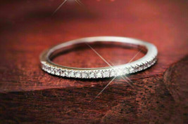 0.40Ct Diamond Wedding Band Solid 14k White Gold Half Eternity Ring in Size 7.5 - £161.50 GBP