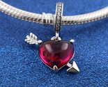 2024 Valentine&#39;s Day Release Red Heart &amp; Arrow Murano Glass Dangle Charm - $17.90