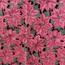 1 Yard VTG Fabric Pink poinsettia Yuletide Jinny Beyer RJR Fashion Fabrics - £7.58 GBP