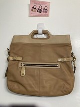 Coach 13380 2-Way Large Tote Business Shoulder Bag Leather Beige/Light B... - $95.00