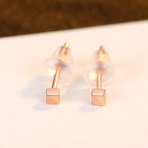 Mini Ear Studs S925 Silver Earrings Women&#39;s Simple Elegant Frosted Square Source - £8.79 GBP