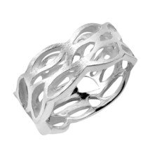Trendy Cut-Out Satin Brush Waves Sterling Silver Ring-9 - £15.91 GBP