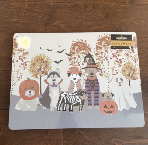 Primary image for Halloween Themed set of 4 Corkback Placemats Dogs in Costumes Free Ship