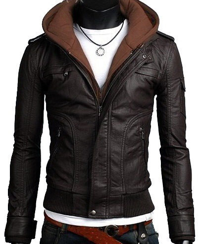 Handmade New Men Stylish Hooded with Brown Leather Jacket, Leather jacket 2019