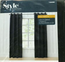 Style Selections Delmar Panel Pair (2) 50&quot; x 63&quot; Light Filtering Black #... - £22.15 GBP