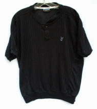 Playboy Logo Black Henley Shirt Short Sleeve Mens Vintage 90&#39;s Large Rib... - £23.82 GBP