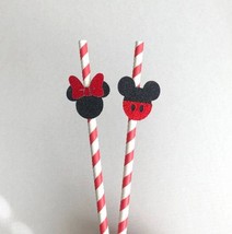 Mickey &amp; Minnie Mouse Paper Straws || Mickey Mouse Straws | Minnie Mouse Straws  - £5.21 GBP