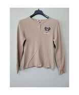 Harley Davidson Waffle Knit Henley Snap Shirt Womens L Beige USA Vtg Lon... - €17,33 EUR