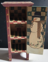 5.75 Inches Tall Wood Snowman Tabletop Decorative Little Cabinet Christmas Nice - £10.04 GBP