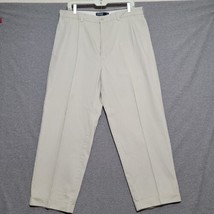 Polo Ralph Lauren Hammond Pants Mens 36x26 Beige Khaki Pleated Cotton cuff - £27.31 GBP